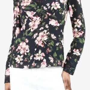 Erdem Black Floral Lace-Trimmed Blouse - NWT